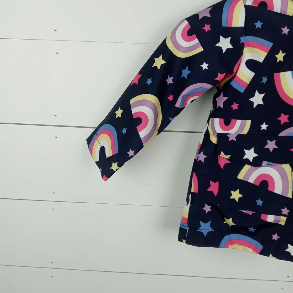 Dip girls size 12-18 mos colorful rainbow design hooded coat snaps up